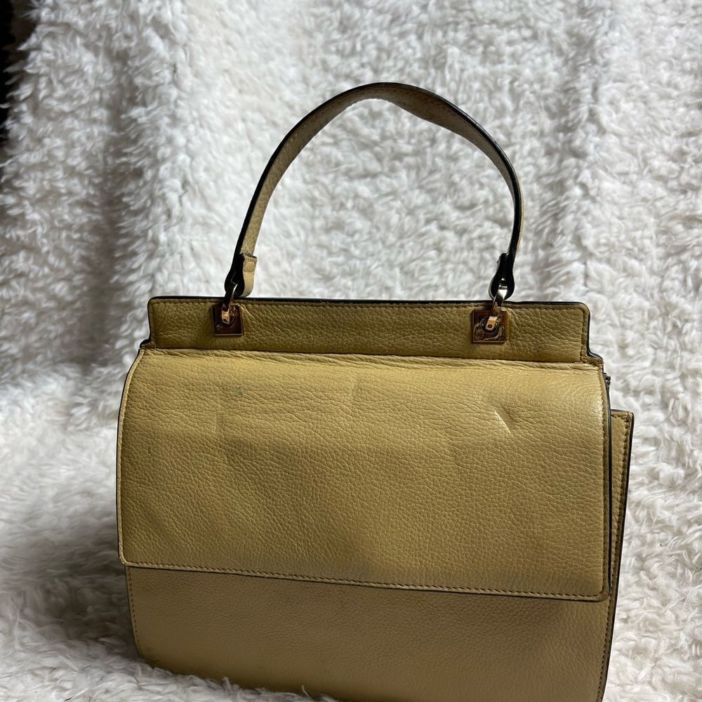 LUANA Italy  khaki leather Satchel gold & silver tone logo . - Picture 2 of 13